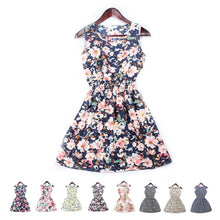 Load image into Gallery viewer, Women Summer Dress 2019 Casual Elegant Dress Chiffon Dot Floral Printed Sleeveless Vest For Women Ladies Dresses