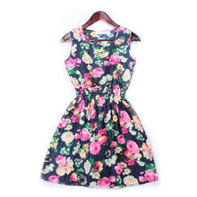 Load image into Gallery viewer, Women Summer Dress 2019 Casual Elegant Dress Chiffon Dot Floral Printed Sleeveless Vest For Women Ladies Dresses