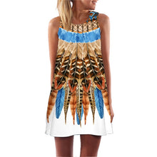 Load image into Gallery viewer, Ehuanhood Sleeveless Boho Beach Dress Women Floral Feather Print 2019 Summer Dress New Mini  Casual Dresses for Ladies Vestidos