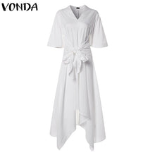 Load image into Gallery viewer, VONDA Fashion 2019 Summer Dress Vintage Long Maxi Dress Women Short Sleeve Sexy V Neck Asymmetrical High Waist Party Vestidos