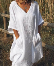 Load image into Gallery viewer, Plus Size Boho Dress Women Summer V-neck Loose Beach Holiday Sundress Casual Soft Shirt Dresses 3XL 2019 New
