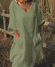 Load image into Gallery viewer, Plus Size Boho Dress Women Summer V-neck Loose Beach Holiday Sundress Casual Soft Shirt Dresses 3XL 2019 New