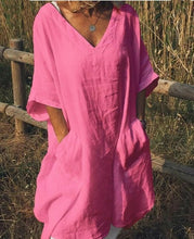 Load image into Gallery viewer, Plus Size Boho Dress Women Summer V-neck Loose Beach Holiday Sundress Casual Soft Shirt Dresses 3XL 2019 New